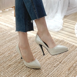 [GIRLS GOOB] Women's Pump Heels 10cm Enamel Synthetic Leather, Anti-slip - Made in Korea